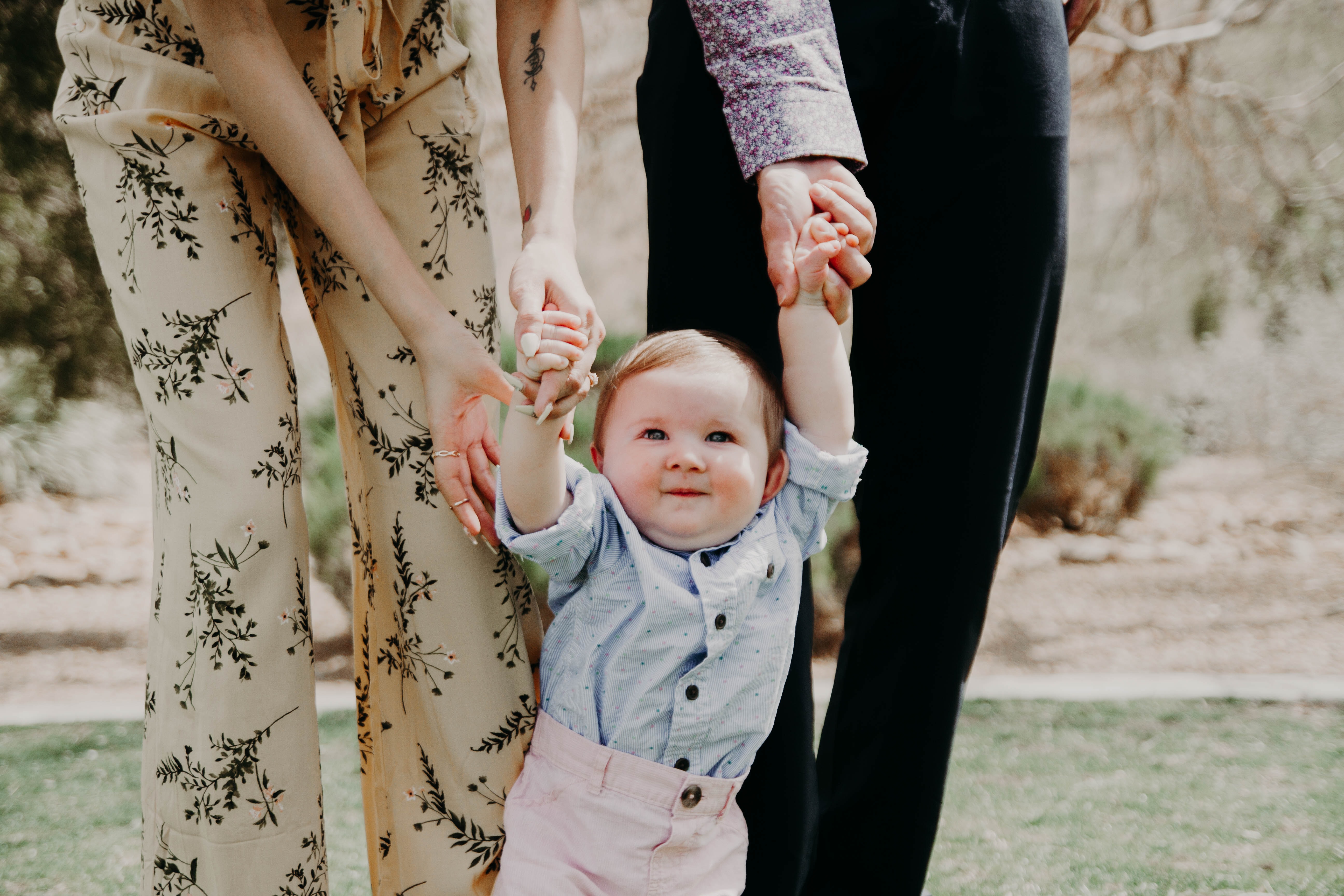 Mom and dad with a baby.